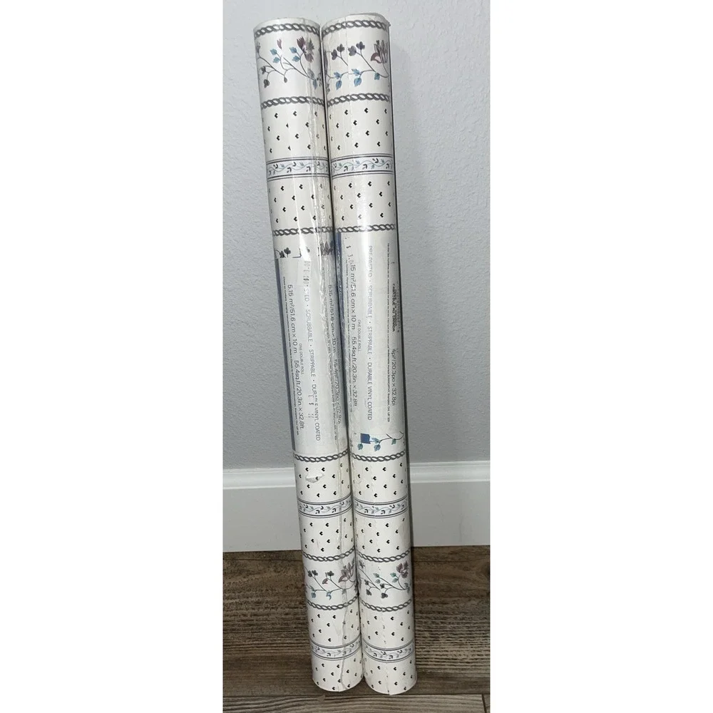 2 VTG Sunworthy Wallpaper Double Roll 55.4 sq.ft.‎ Flowers Pattern Retro
